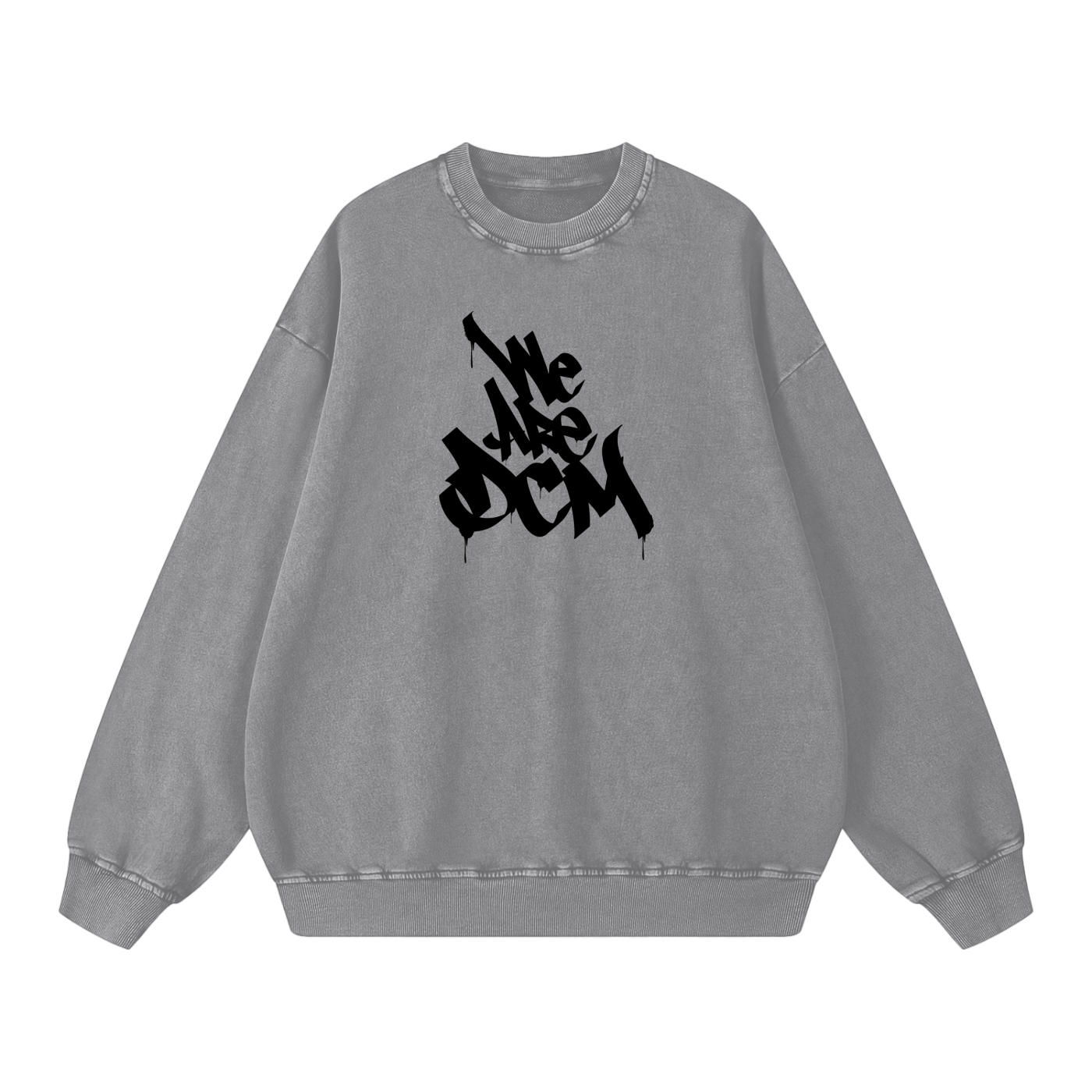 We Are DCM Grey Snow Washed Oversized Sweatshirt