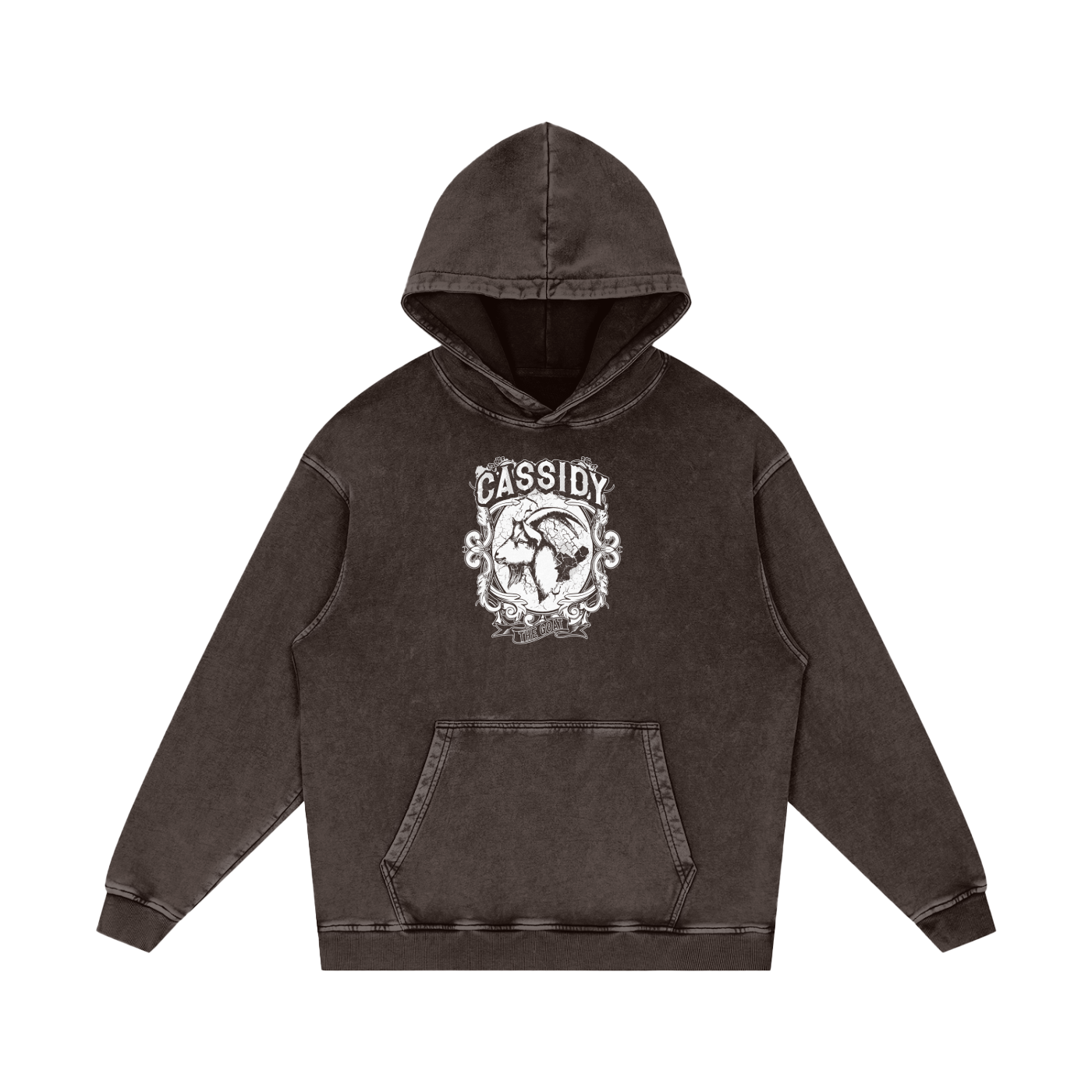 Cassidy Chocolate Snow Washed Loose Cotton Hoodie