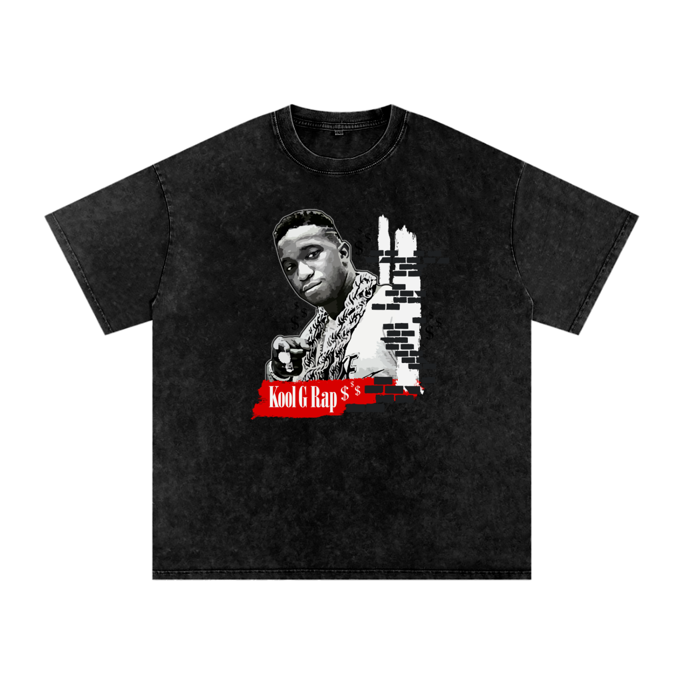 Kool G Rap Portrait Snow Washed Oversized Cotton Tee