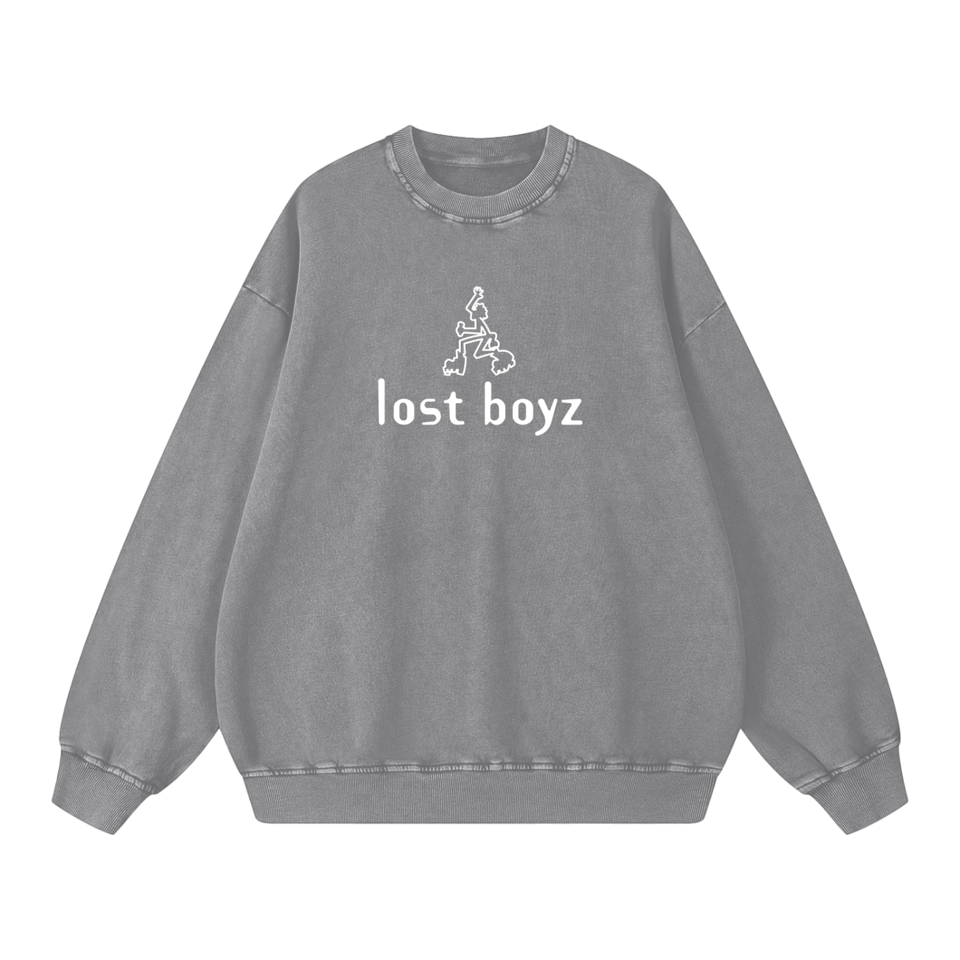Lost Boyz Stencil Snow Washed Oversized Sweatshirt