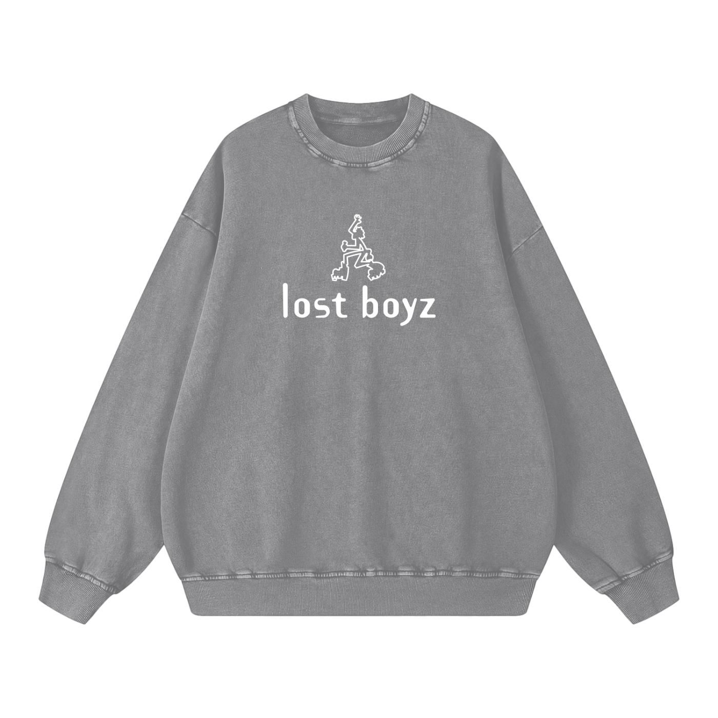 Lost Boyz Stencil Snow Washed Oversized Sweatshirt