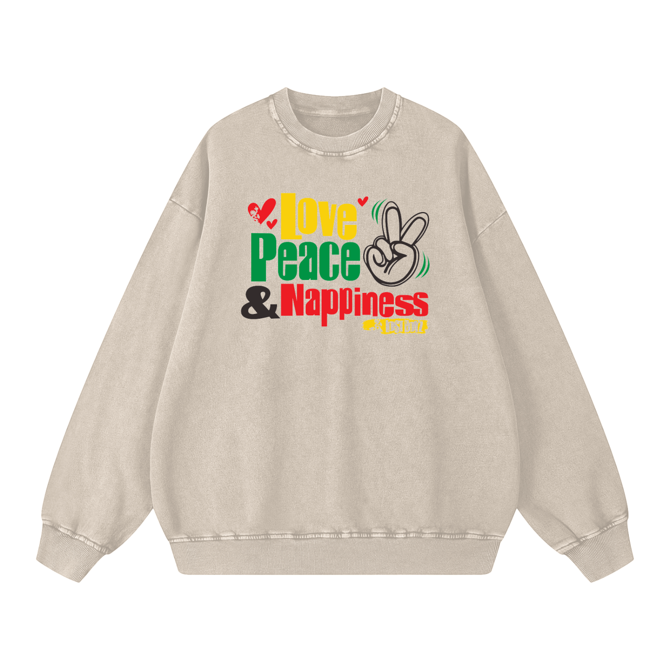 Lost Boyz Peace Snow Washed Oversized Sweatshirt