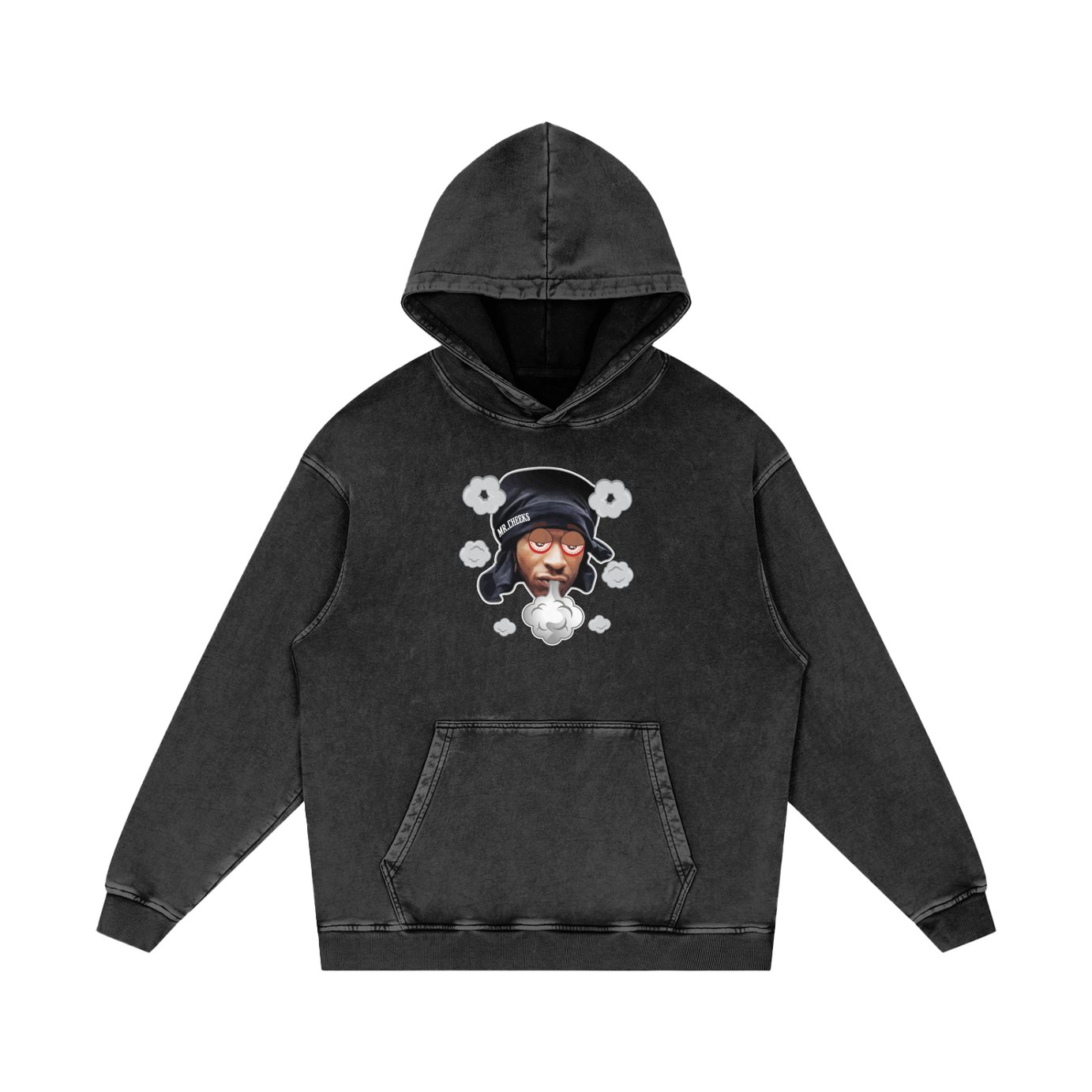 Mr. Cheeks Smoke Snow Washed Loose Cotton Hoodie