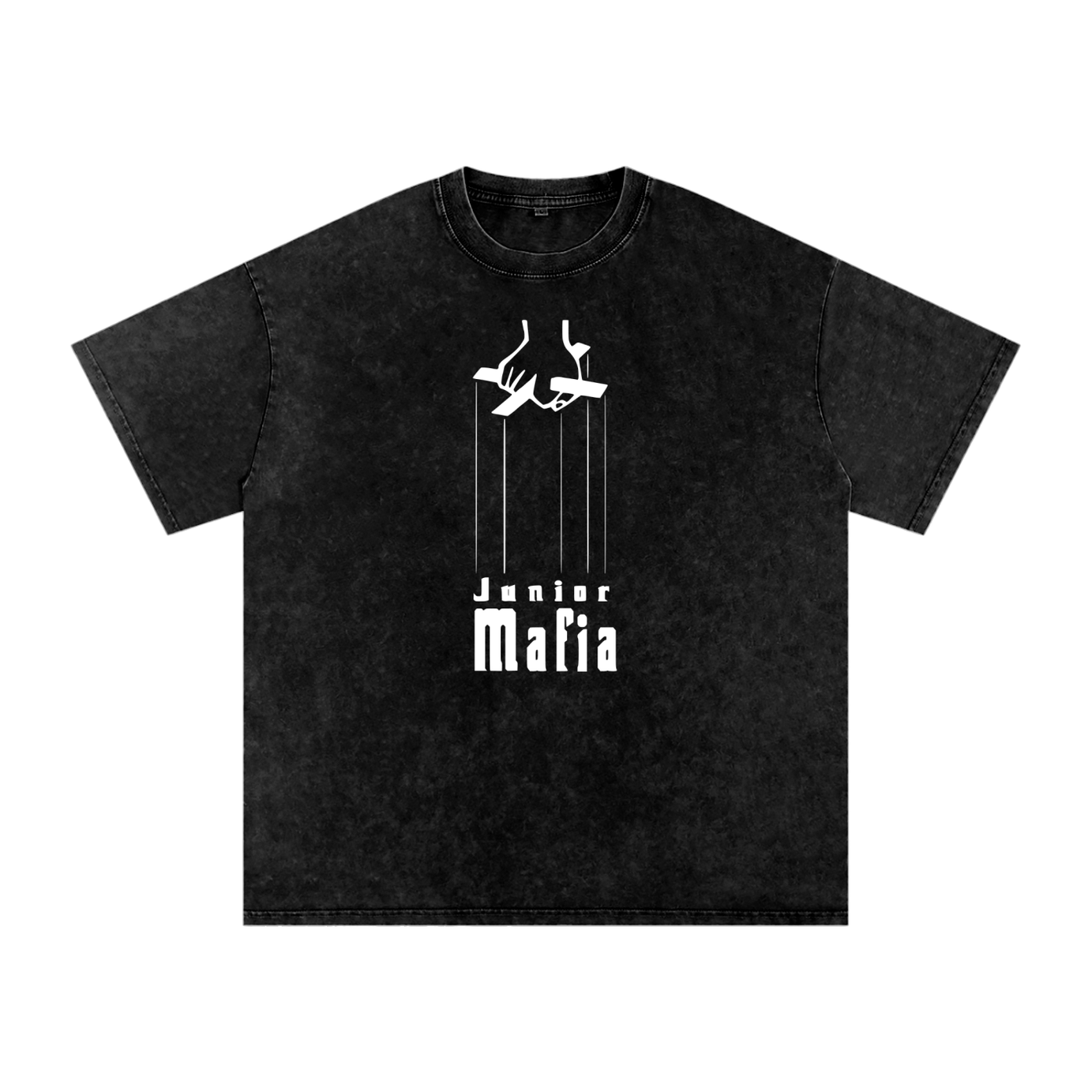 Junior Mafia Black Snow Washed Oversized Cotton Tee
