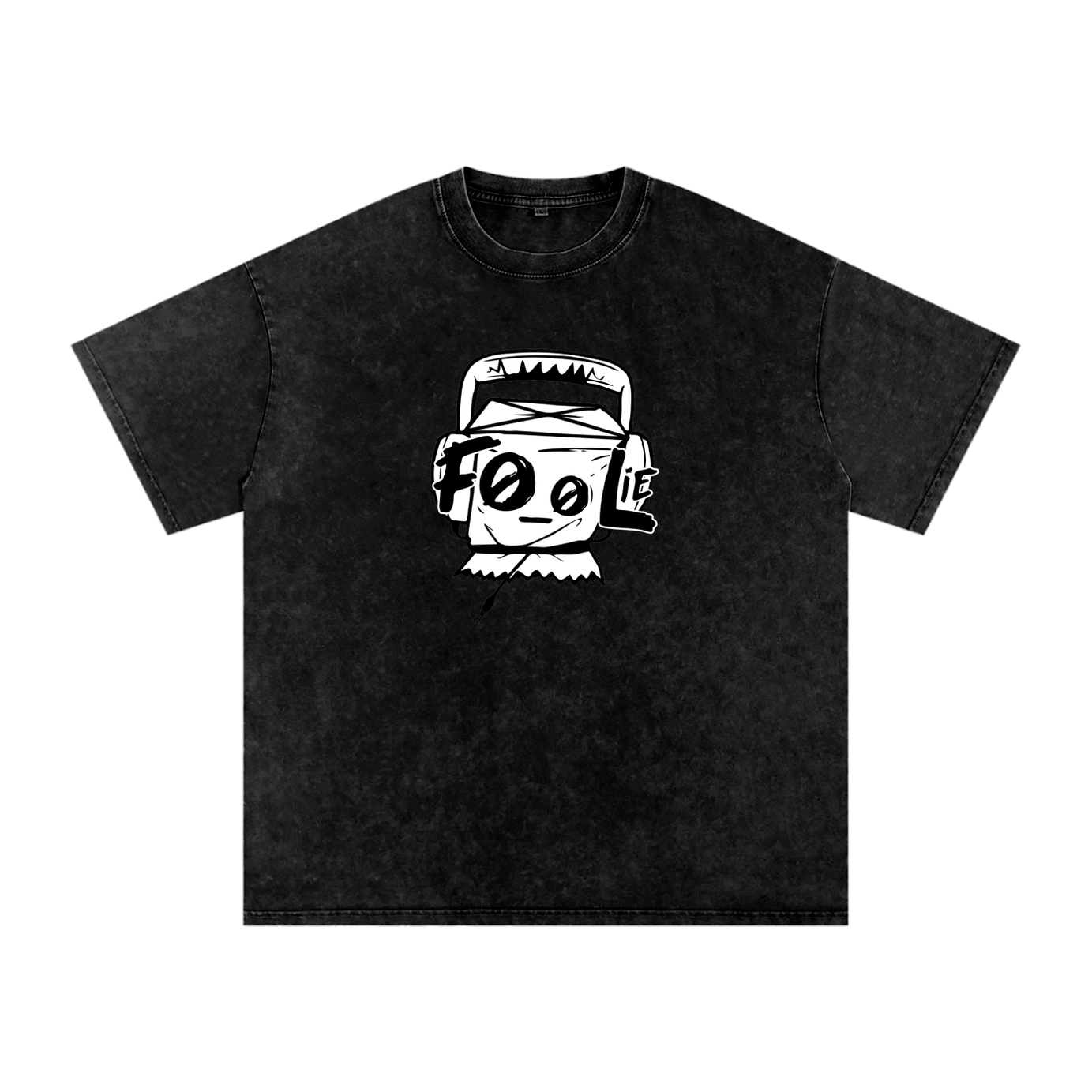 Foolie B&W Snow Washed Oversized Cotton Tee