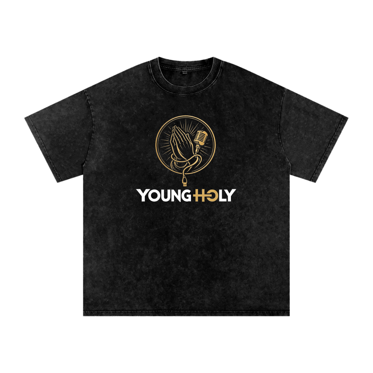 Young Holy Prayer Edition - Snow Washed Oversized Cotton T-Shirt