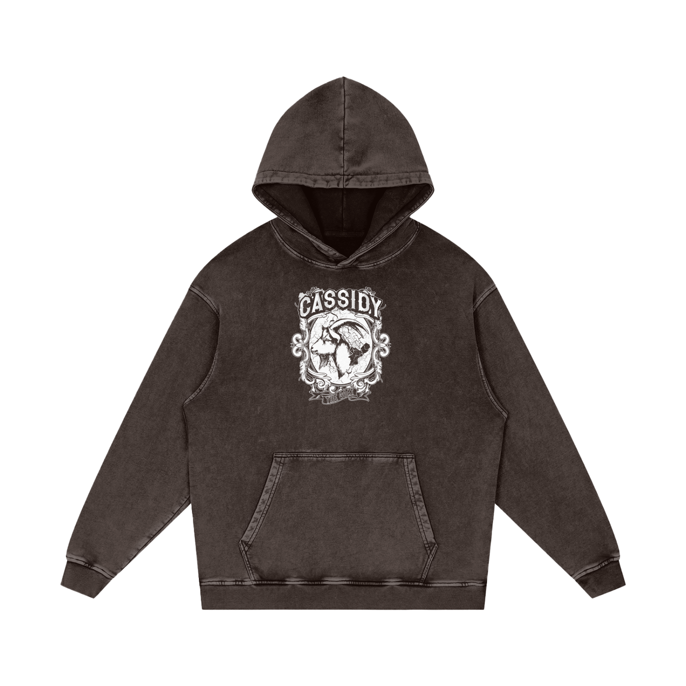 Cassidy Chocolate Snow Washed Loose Cotton Hoodie