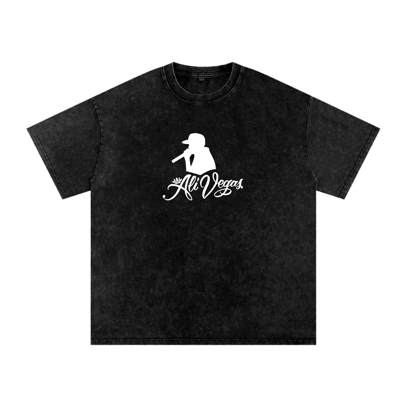 Ali Vegas Black Snow Washed Oversized Cotton Tee